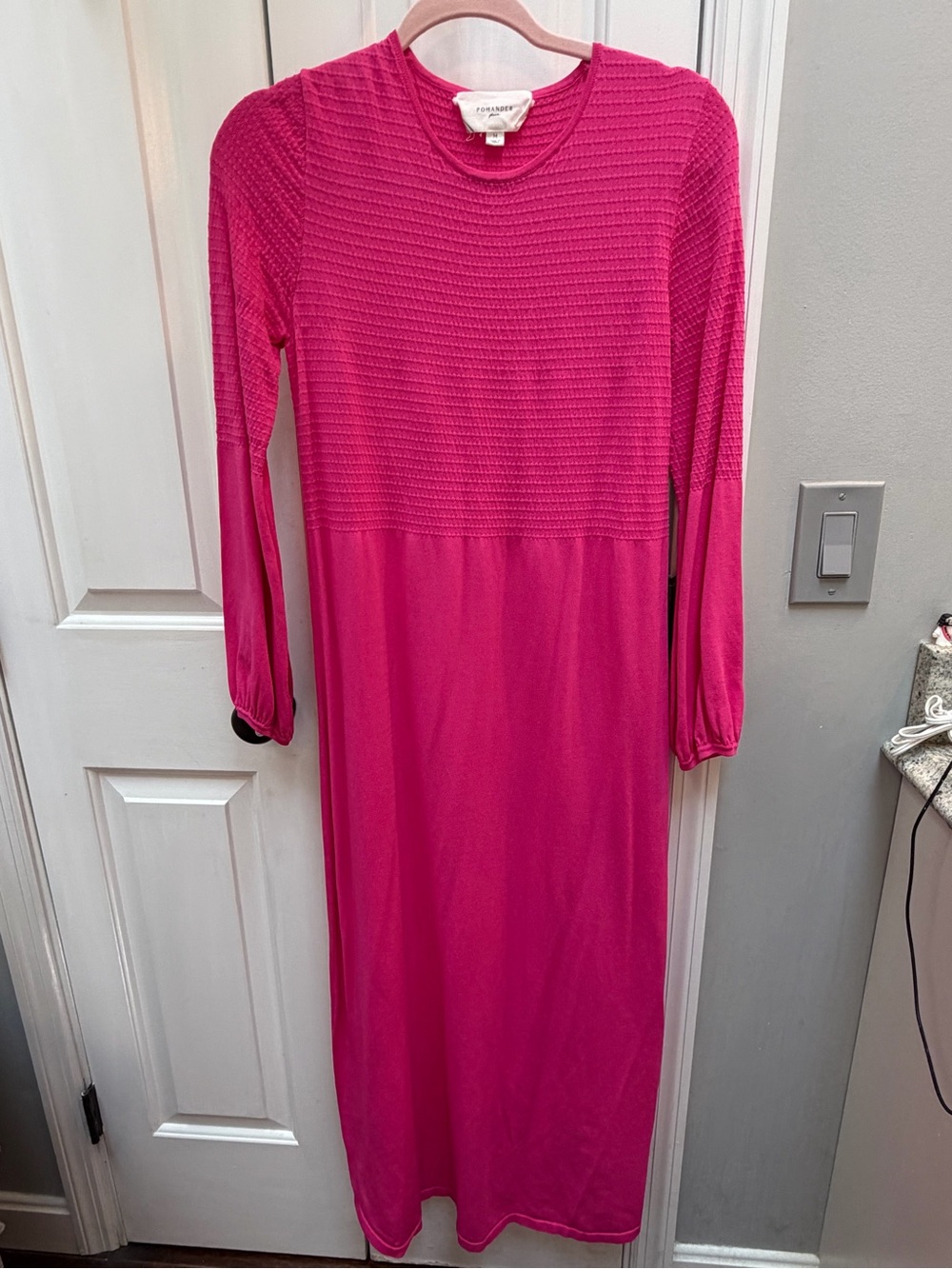 Pomander Place Fuchsia Long Sleeve Midi Dress